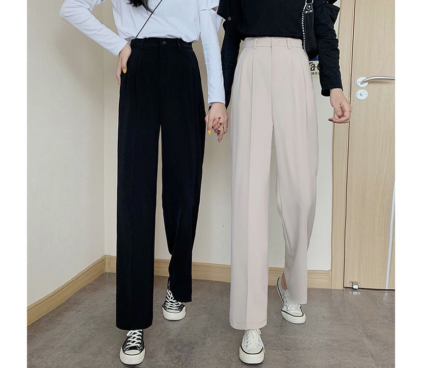 High Waist Plain Loose Fit Suit Pants