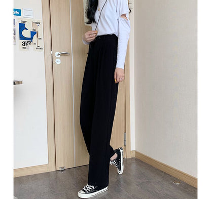 High Waist Plain Loose Fit Suit Pants