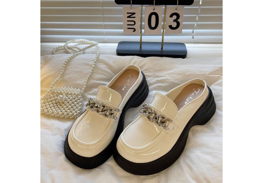 Chain Accent Platform Loafer Mules