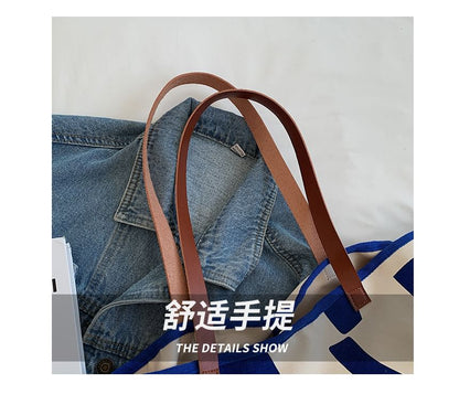 Sac fourre-tout en toile à imprimé géométrique appliqué