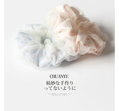 Floral Shirred Fabric Scrunchie