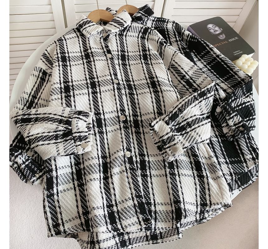 Plaid Button-Up Shirt Jacket