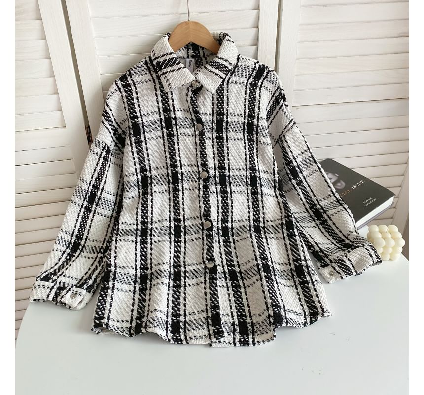 Plaid Button-Up Shirt Jacket