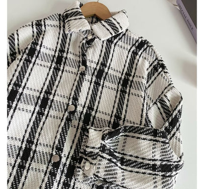 Plaid Button-Up Shirt Jacket