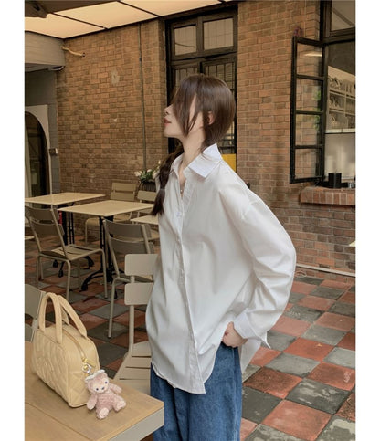 Long-Sleeve Asymmetrical Plain Shirt