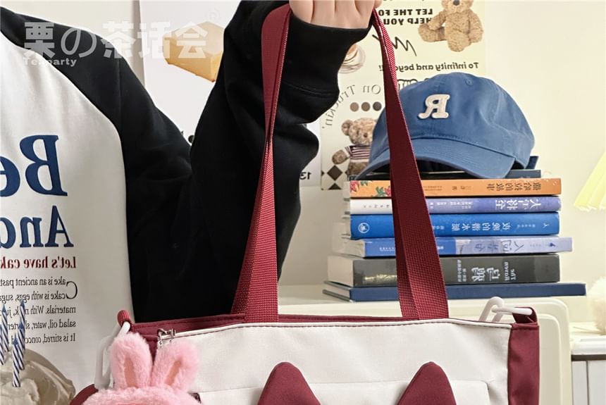 Cat Ear Two Tone Tote Bag / Bag Charm / Set