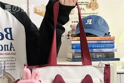 Cat Ear Two Tone Tote Bag / Bag Charm / Set