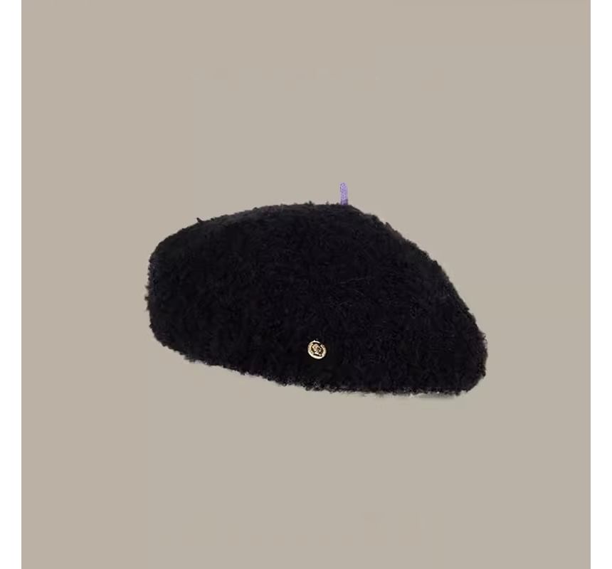 Faux Shearling Beret Hat