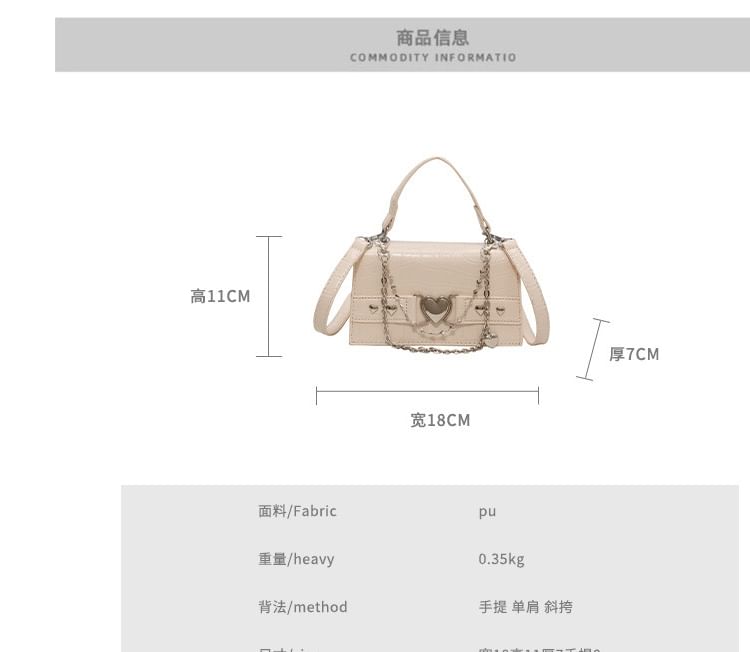 Grain Flap Crossbody Croc Heart Buckled Bag