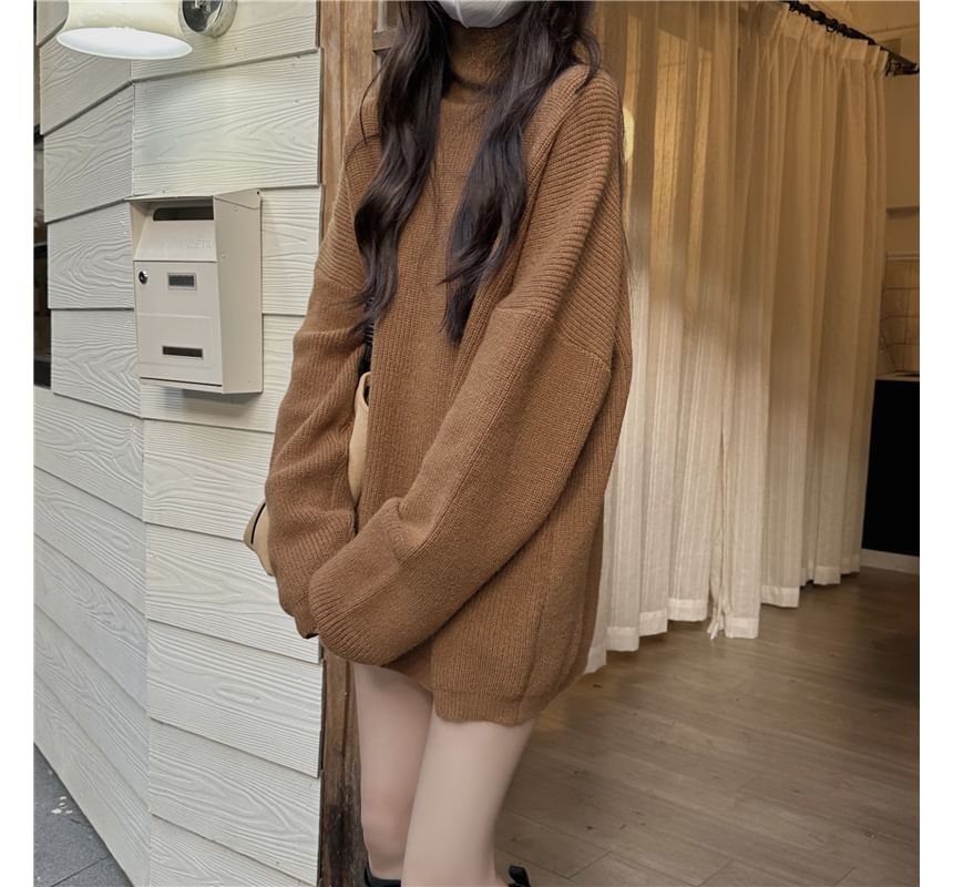 Turtleneck Plain Oversized Sweater