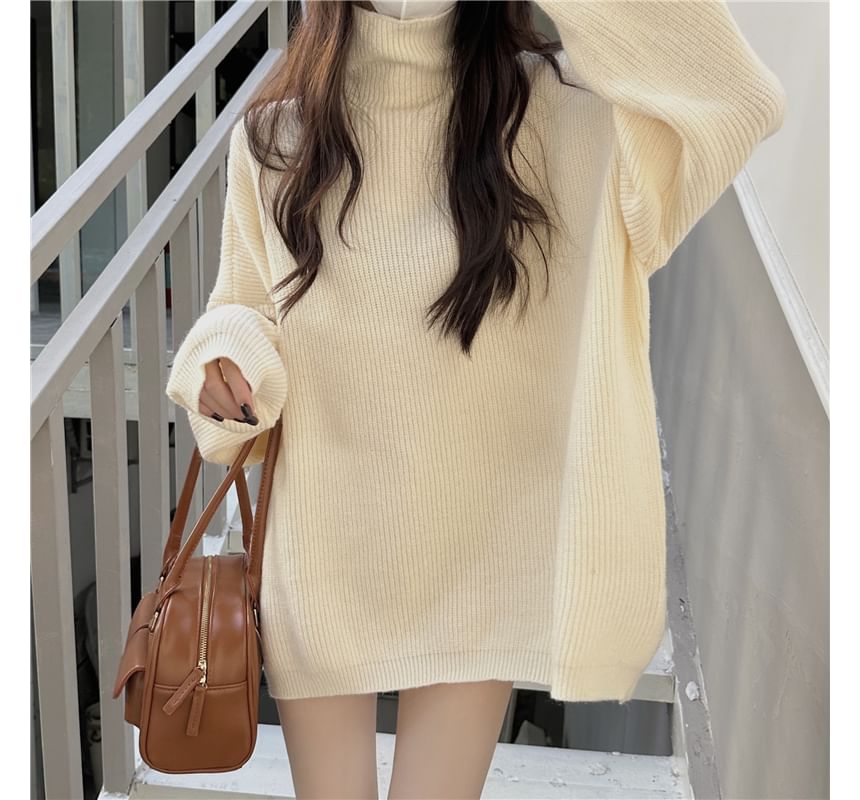 Turtleneck Plain Oversized Sweater