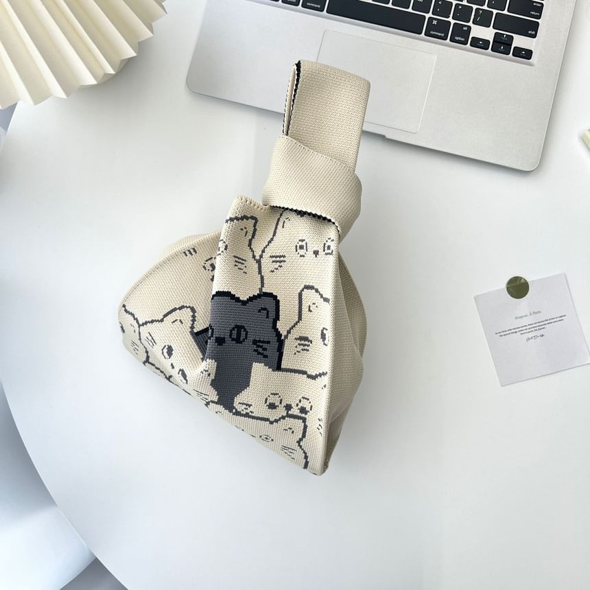 Bag Tote Print Knit Cat