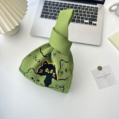 Bag Tote Print Knit Cat