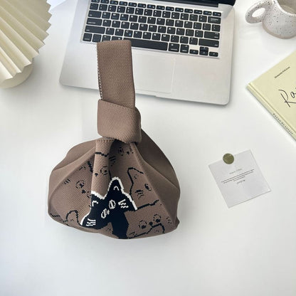 Bag Tote Print Knit Cat