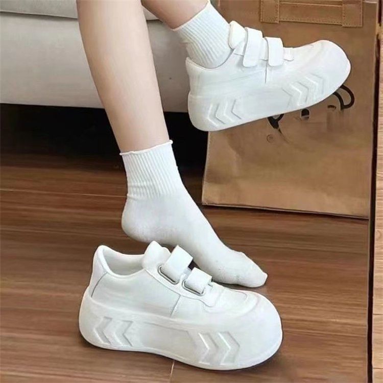 Platform Plain Panel Faux Leather Sneakers