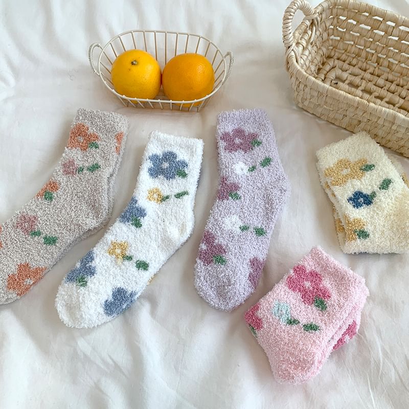 Chaussettes moelleuses à imprimé floral