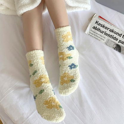 Chaussettes moelleuses à imprimé floral