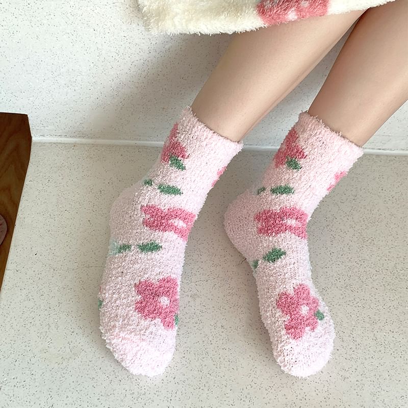 Chaussettes moelleuses à imprimé floral