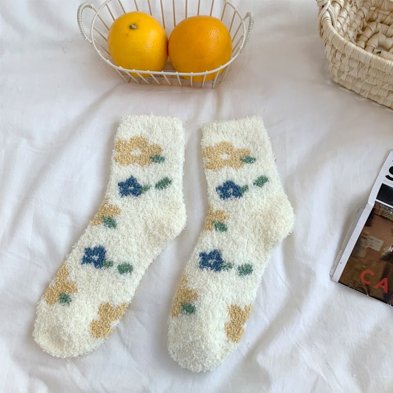 Chaussettes moelleuses à imprimé floral