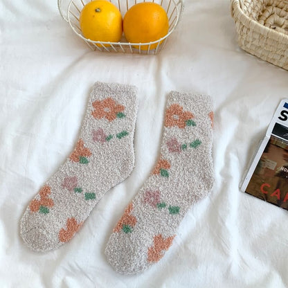 Chaussettes moelleuses à imprimé floral