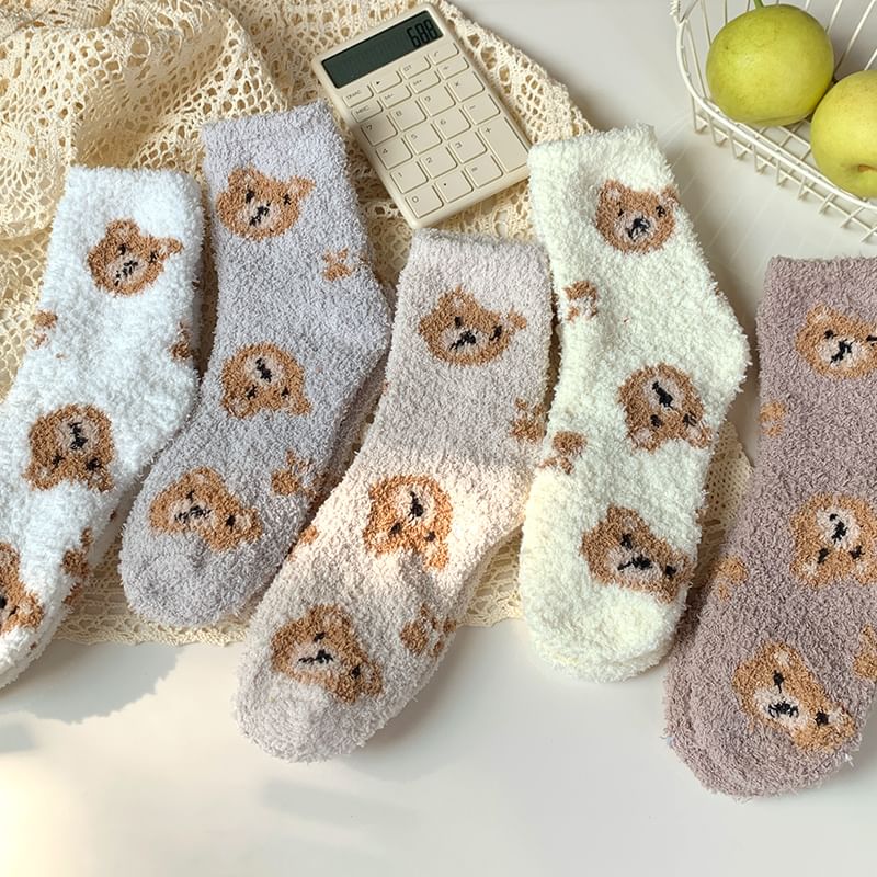 Bear Print Fluffy Socks