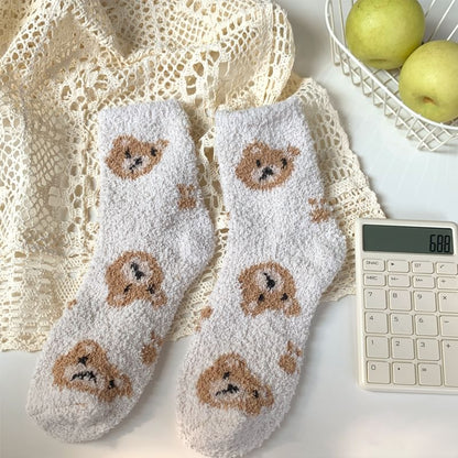 Bear Print Fluffy Socks