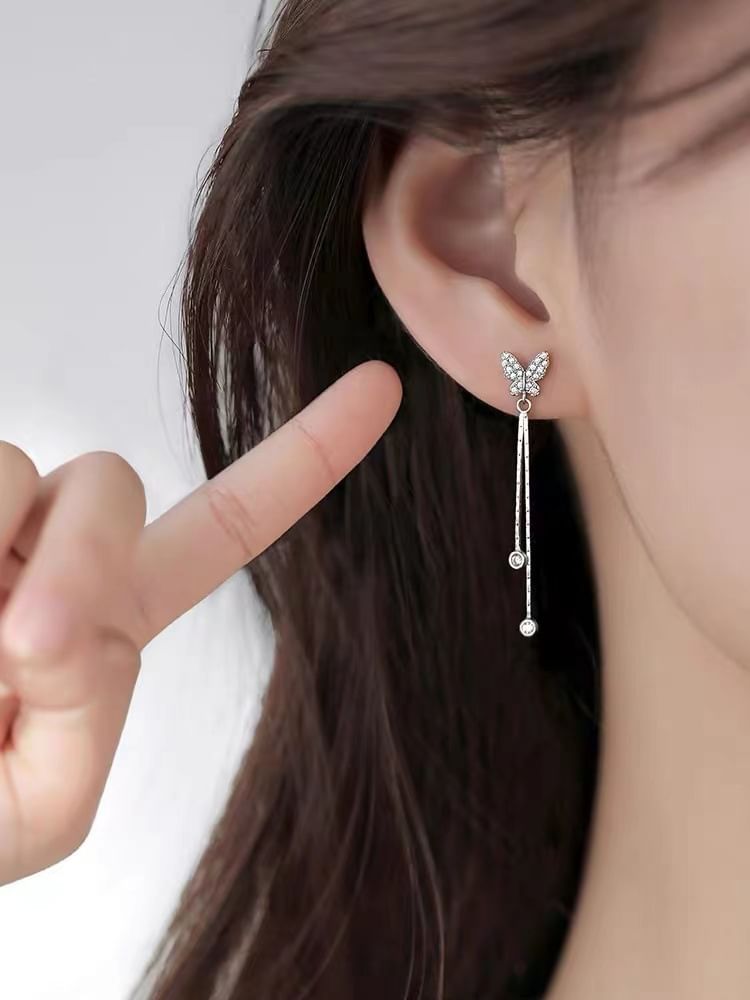 Butterfly Alloy Threader Earring