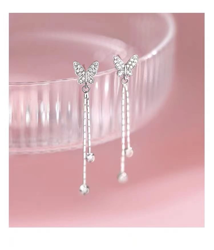 Butterfly Alloy Threader Earring