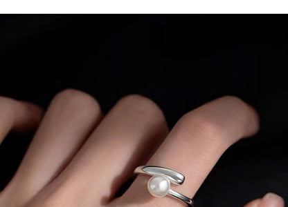 Faux Pearl Alloy Open Ring