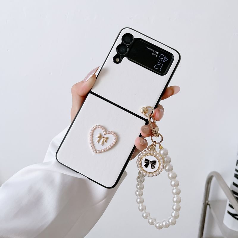 Heart Faux Pearl Charm Phone Case