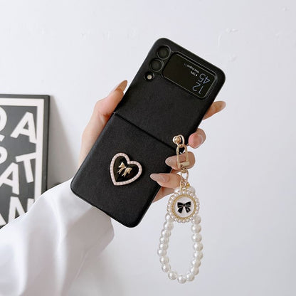 Heart Faux Pearl Charm Phone Case