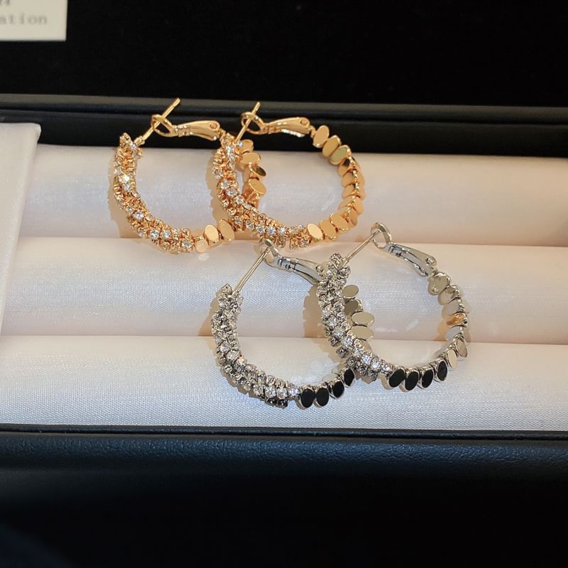 Hoop Earring Rhinestone Alloy