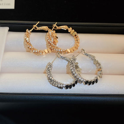 Hoop Earring Rhinestone Alloy