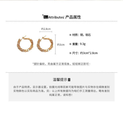 Hoop Earring Rhinestone Alloy