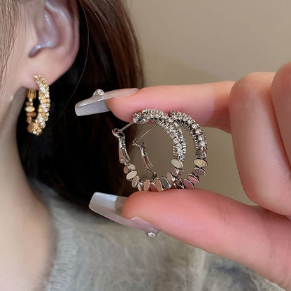 Hoop Earring Rhinestone Alloy