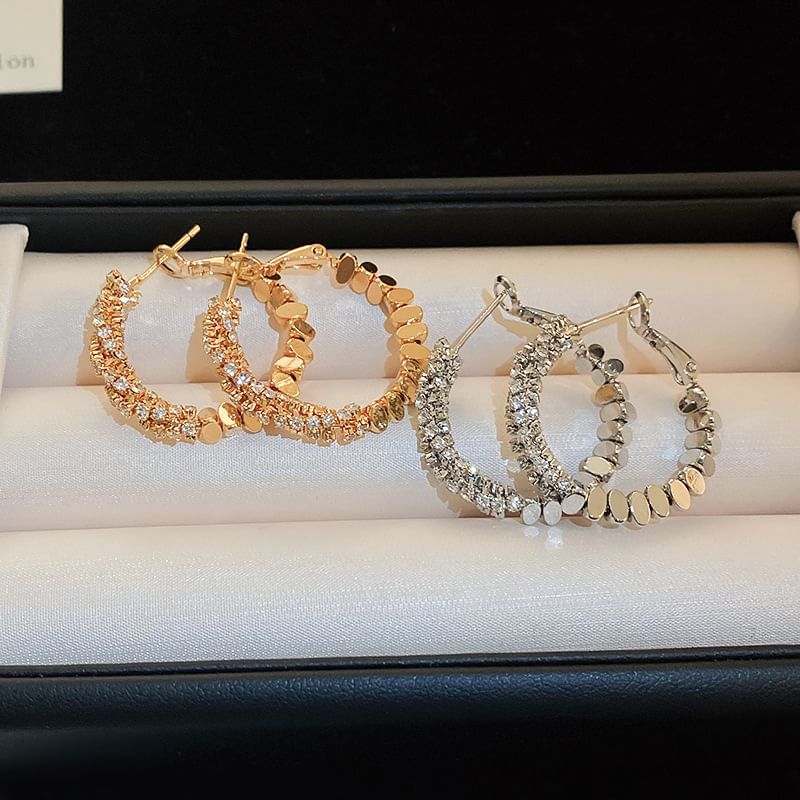 Hoop Earring Rhinestone Alloy