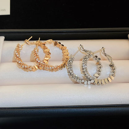 Hoop Earring Rhinestone Alloy