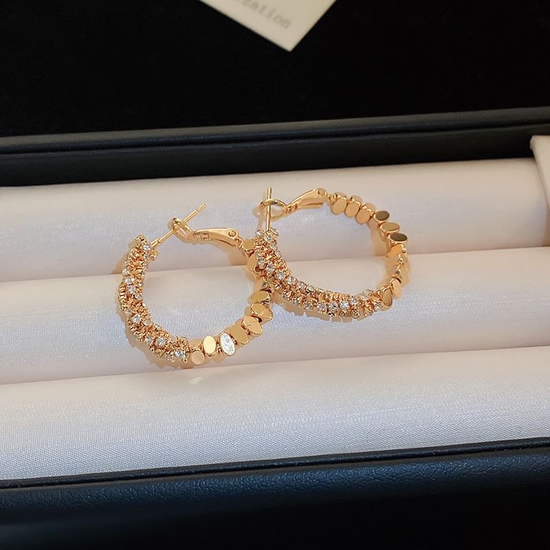 Hoop Earring Rhinestone Alloy