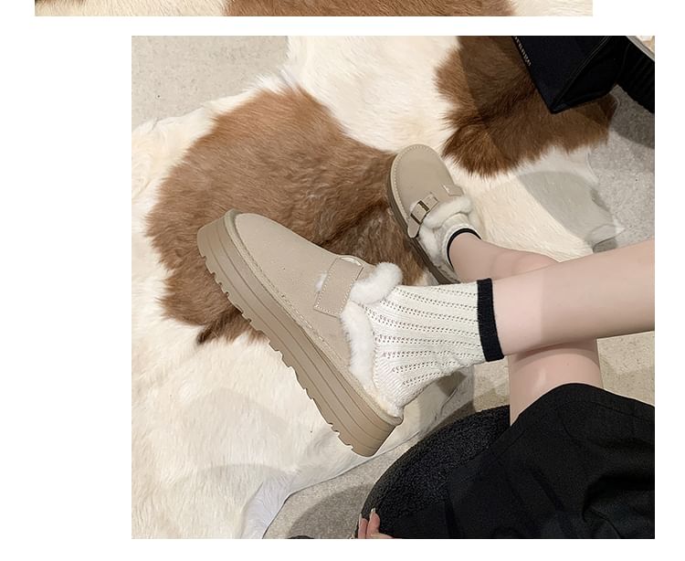 Fleece-Lined Mules Platform Buckled