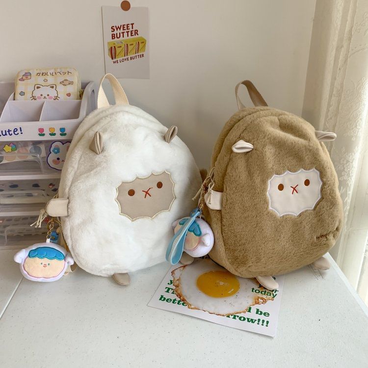 Sheep Fleece Backpack / Bag Charm / Set