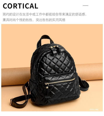 Quilted Leather Faux Backpack