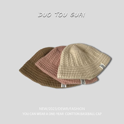 Knit Bucket Hat Lettering Applique