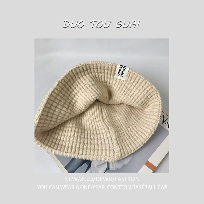 Knit Bucket Hat Lettering Applique