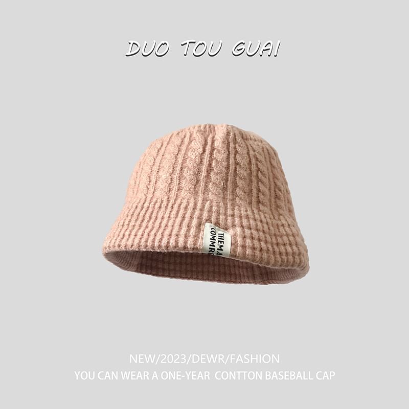 Knit Bucket Hat Lettering Applique