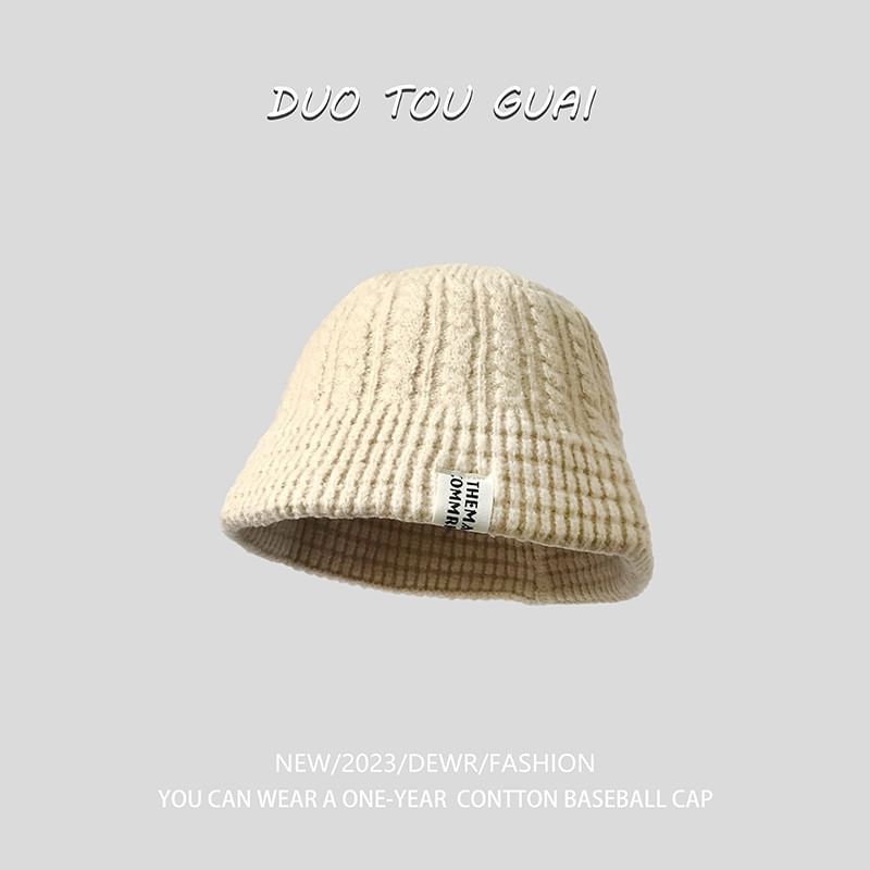 Knit Bucket Hat Lettering Applique