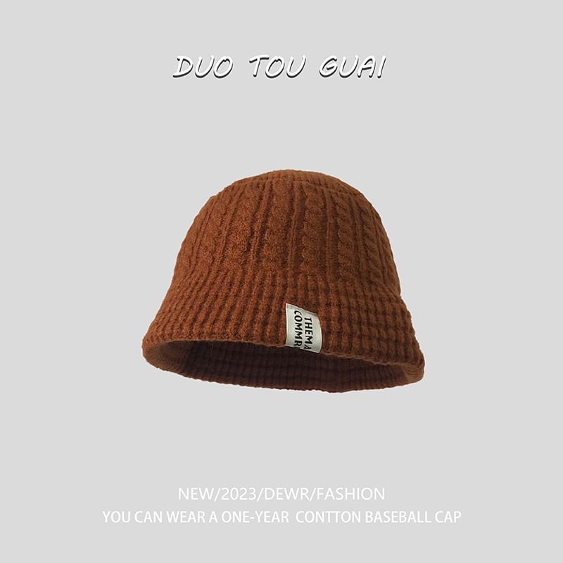 Knit Bucket Hat Lettering Applique