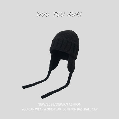 Beanie Knit Ear with Flap Plain