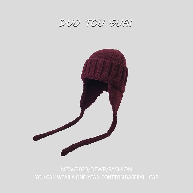 Beanie Knit Ear with Flap Plain