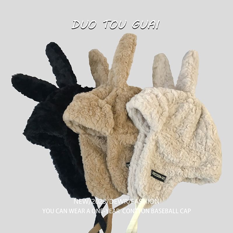 Chenille Ear Trapper Rabbit Hat