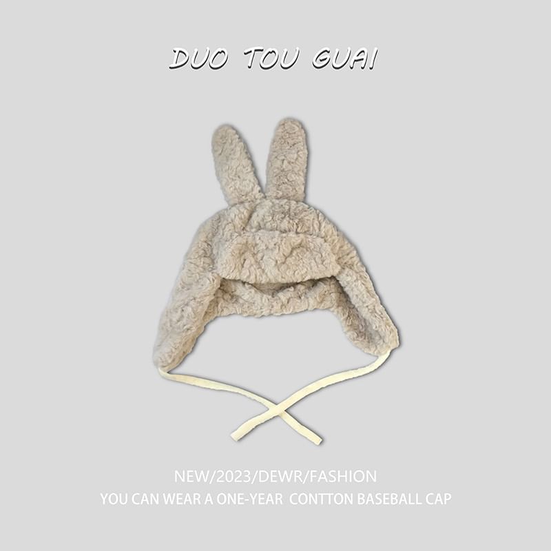 Chenille Ear Trapper Rabbit Hat